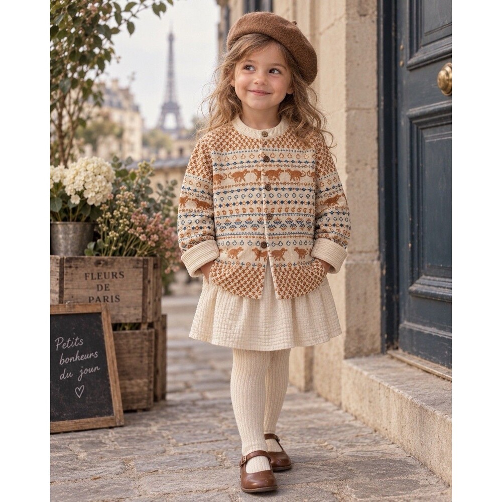 Louise Misha Akiri Cream Corduroy Embroidered Overshirt Jacket Kids 4Y Boho Luxe